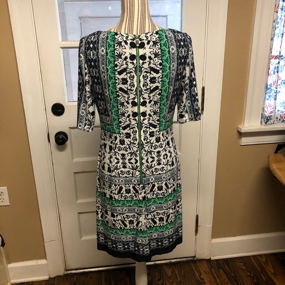 Vince Camuto green/navy print shift dress - Picture 5 of 6